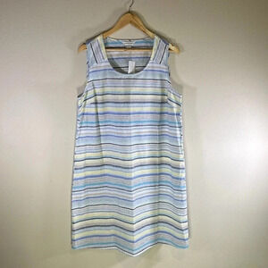 Christopher & Banks Multi Stripe Linen Shift Sun Dress Women Large Casual Travel